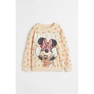 H&M Girls Minnie Mouse Light Beige Sweatshirt, size 8/10